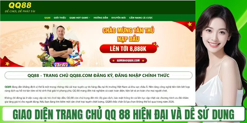 QQ88 🎖️ QQ88.COM Cược World Cup Chính Thức | Đăng Ký +88K Giao diện trang chủ QQ 88 hiện đại và dễ sử dụng